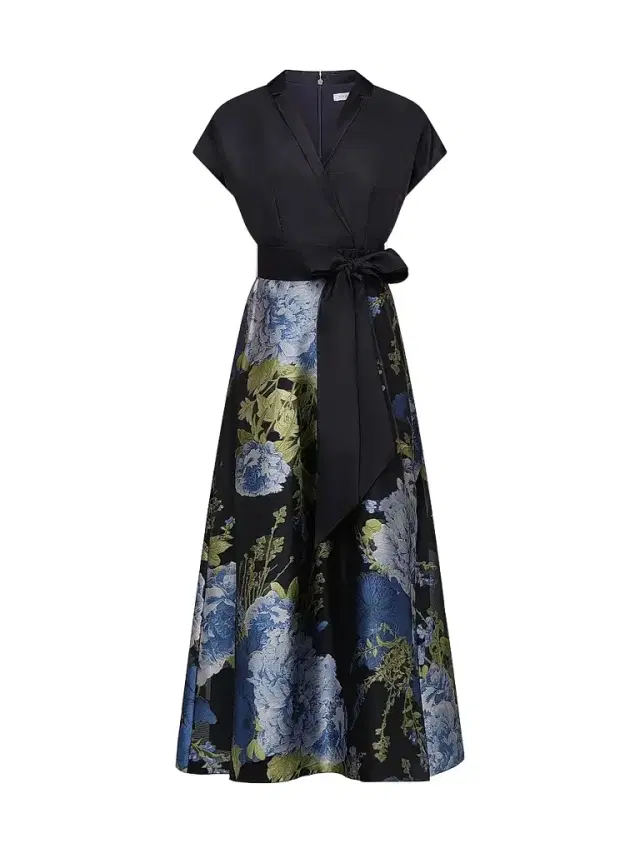 Kay Unger Women's Samira Metallic Floral Gown - Dark Twilight Multi