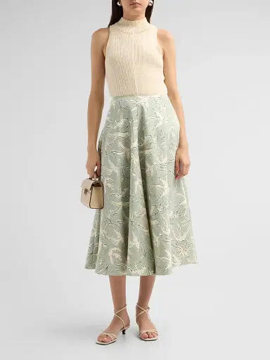 Altuzarra Women's Varda Bird-Print Panelled Midi Skirt - Desert Sage Bird - Size 14 | Thumbnail 2 Altuzarra Women's Varda Bird-Print Panelled Midi Skirt - Desert Sage Bird - Size 14 | Thumbnail 2