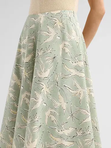 Altuzarra Women's Varda Bird-Print Panelled Midi Skirt - Desert Sage Bird - Size 14 | Thumbnail 5 Altuzarra Women's Varda Bird-Print Panelled Midi Skirt - Desert Sage Bird - Size 14 | Thumbnail 5