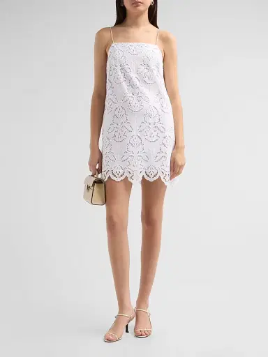 Toccin Women's Olivera Lace Cotton Shift Mini Dress - Optic - Size 12 | Thumbnail 2 Toccin Women's Olivera Lace Cotton Shift Mini Dress - Optic - Size 12 | Thumbnail 2