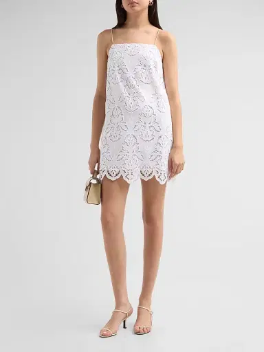 Toccin Women's Olivera Lace Cotton Shift Mini Dress - Optic - Size 12 | Thumbnail 4 Toccin Women's Olivera Lace Cotton Shift Mini Dress - Optic - Size 12 | Thumbnail 4