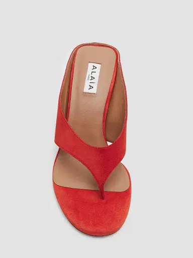 Alaïa Women's 75MM Slip-On Suede Wedge Sandals | Thumbnail 3