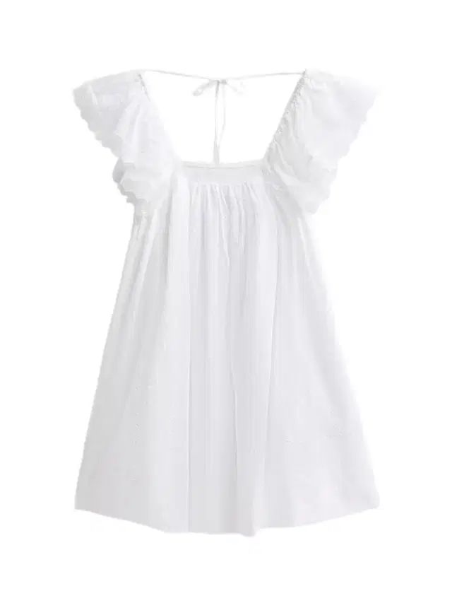 Ganni Women's Broderie Anglaise Babydoll Mini Dress - Bright White