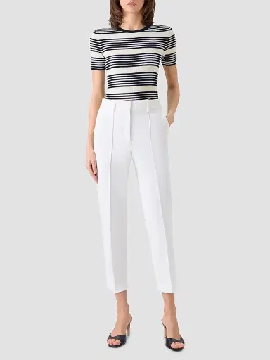 Akris punto Women's Rib-Knit Wool T-Shirt - Navy Cream - Size 16 | Thumbnail 2