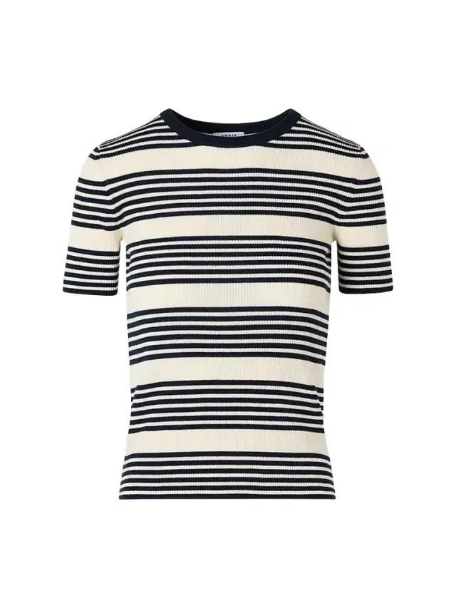 Akris punto Women's Rib-Knit Wool T-Shirt - Navy Cream