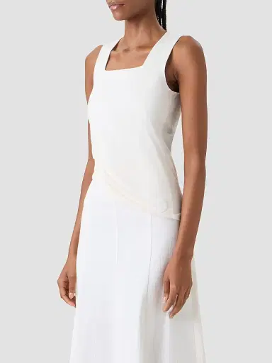 Akris punto Women's Fitted Square Neck Top - Cream - Size 16 | Thumbnail 6 Akris punto Women's Fitted Square Neck Top - Cream - Size 16 | Thumbnail 6