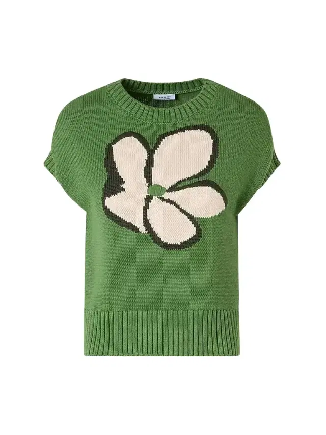 Akris punto Women's Papercut Flower Cotton Sweater - Green Tea Cream Olive