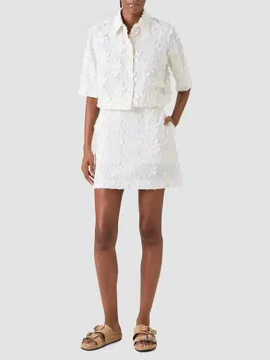 Akris punto Women's Floral-Appliqué Cotton Shirt - Cream Ivory - Size 14 | Thumbnail 2 Akris punto Women's Floral-Appliqué Cotton Shirt - Cream Ivory - Size 14 | Thumbnail 2