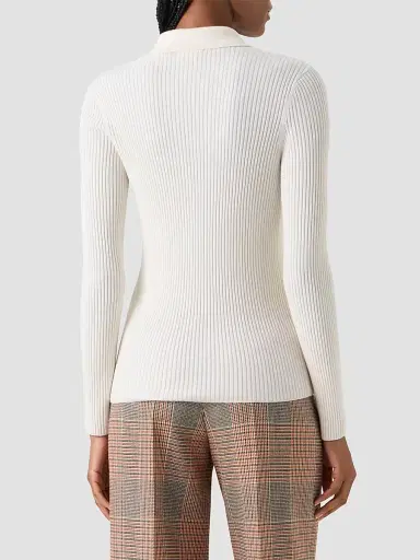 Akris punto Women's Rib-Knit Wool Shirt - Cream - Size 16 | Thumbnail 3 Akris punto Women's Rib-Knit Wool Shirt - Cream - Size 16 | Thumbnail 3