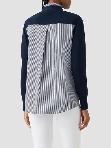 Akris punto Women's Mixed-Media Wool & Cotton Cardigan - Navy Cream - Size 16 | Thumbnail 3 Akris punto Women's Mixed-Media Wool & Cotton Cardigan - Navy Cream - Size 16 | Thumbnail 3