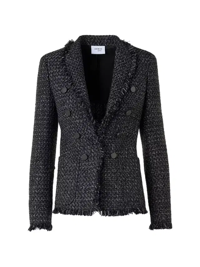 Akris punto Women's Tweed Double-Breasted Blazer - Black Cream