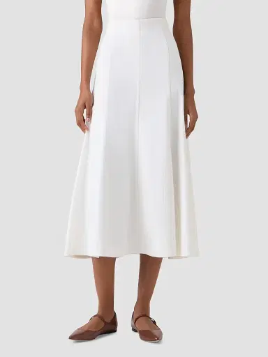 Akris punto Women's Panelled Denim Midi Skirt - Cream | Thumbnail 3