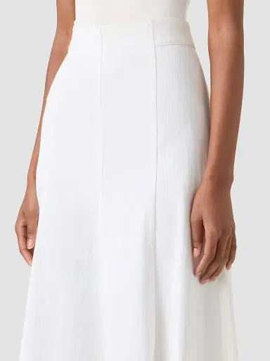 Akris punto Women's Panelled Denim Midi Skirt - Cream | Thumbnail 4