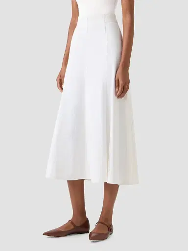 Akris punto Women's Panelled Denim Midi Skirt - Cream | Thumbnail 5