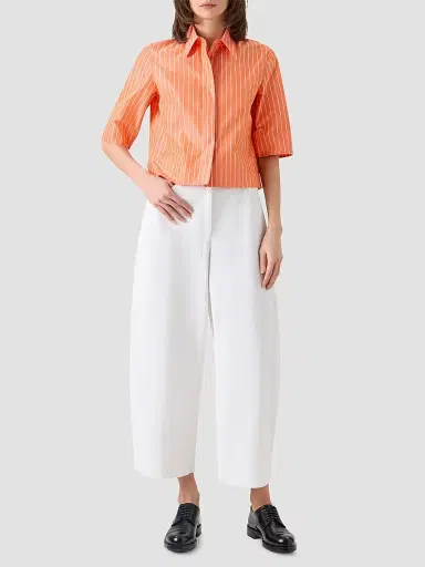 Akris punto Women's Cotton Striped Blouse - Orange - Size 16 | Thumbnail 2