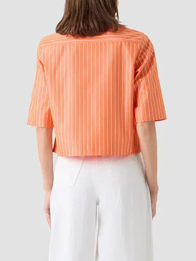 Akris punto Women's Cotton Striped Blouse - Orange - Size 16 | Thumbnail 3