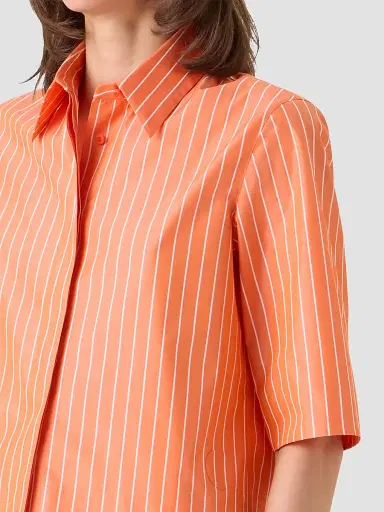 Akris punto Women's Cotton Striped Blouse - Orange - Size 16 | Thumbnail 5
