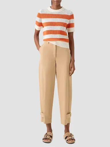Akris punto Women's Striped Short-Sleeve Crewneck Sweater - Cream Orange - Size 16 | Thumbnail 2 Akris punto Women's Striped Short-Sleeve Crewneck Sweater - Cream Orange - Size 16 | Thumbnail 2