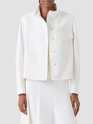 Akris punto Women's Stretch Denim Stand Collar Jacket - Cream - Size 16 | Thumbnail 4
