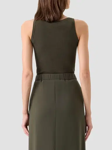 Akris punto Women's Fitted Cotton Tank - Olive - Size 16 | Thumbnail 3