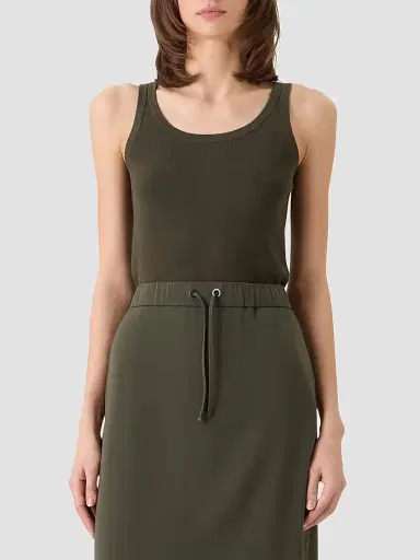 Akris punto Women's Fitted Cotton Tank - Olive - Size 16 | Thumbnail 4