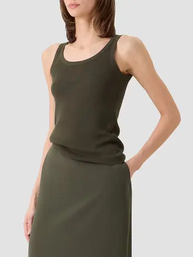 Akris punto Women's Fitted Cotton Tank - Olive - Size 16 | Thumbnail 6