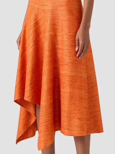Akris punto Women's Raw Silk A-Line Midi Dress - Orange - Size 14 | Thumbnail 5 Akris punto Women's Raw Silk A-Line Midi Dress - Orange - Size 14 | Thumbnail 5