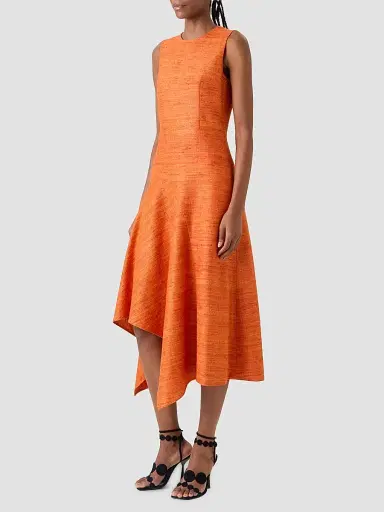 Akris punto Women's Raw Silk A-Line Midi Dress - Orange - Size 14 | Thumbnail 6 Akris punto Women's Raw Silk A-Line Midi Dress - Orange - Size 14 | Thumbnail 6