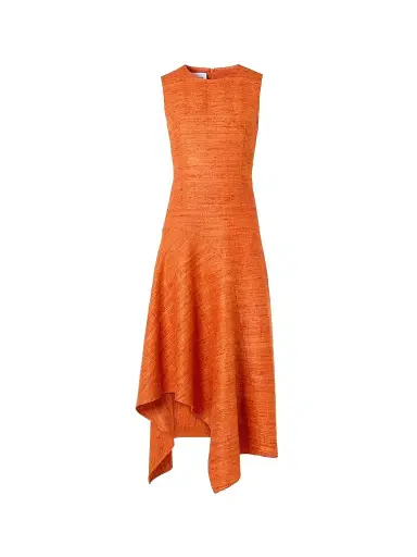 Akris punto Women's Raw Silk A-Line Midi Dress - Orange - Size 14 | Thumbnail 1 Akris punto Women's Raw Silk A-Line Midi Dress - Orange - Size 14 | Thumbnail 1