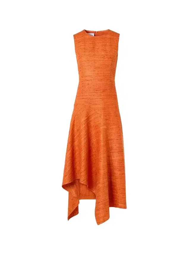Akris punto Women's Raw Silk A-Line Midi Dress - Orange