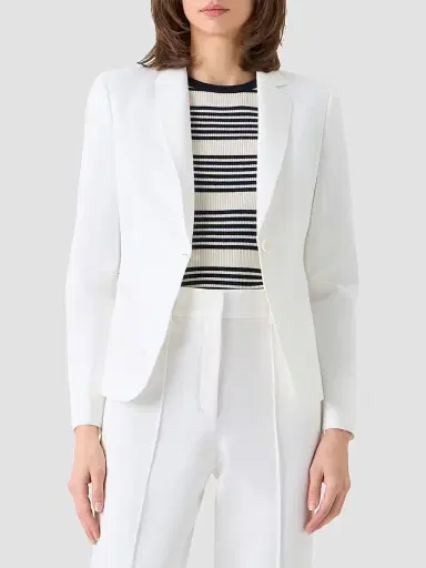 Akris punto Women's Jersey One-Button Blazer - Cream - Size 14 | Thumbnail 4 Akris punto Women's Jersey One-Button Blazer - Cream - Size 14 | Thumbnail 4