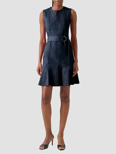 Akris punto Women's Belted Denim Mini Dress - Blue Denim | Thumbnail 2