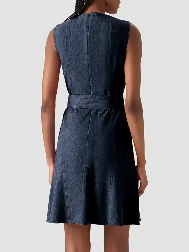 Akris punto Women's Belted Denim Mini Dress - Blue Denim | Thumbnail 3