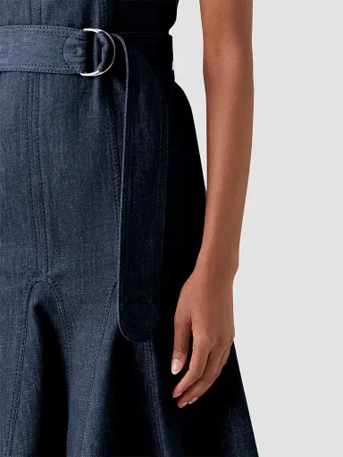 Akris punto Women's Belted Denim Mini Dress - Blue Denim | Thumbnail 5