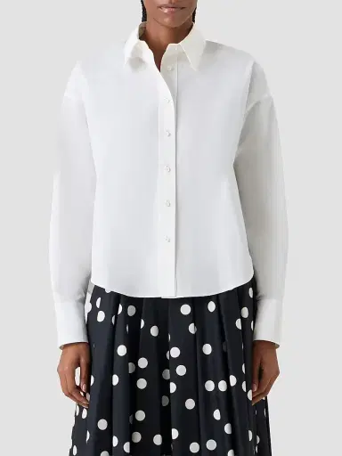 Akris punto Women's Cotton Poplin Crop Shirt - Cream - Size 16 | Thumbnail 4