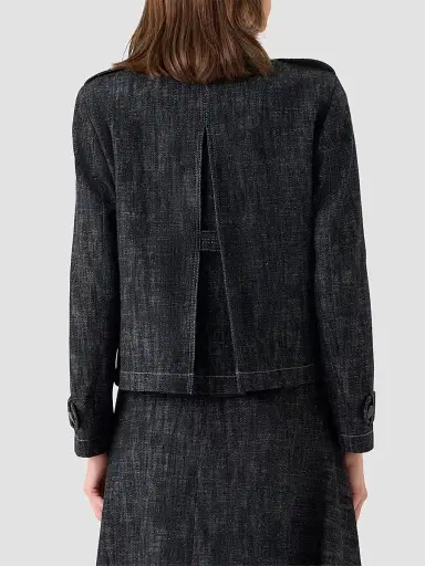 Akris punto Women's Washed Denim Double-Breasted Jacket - Black Denim - Size 16 | Thumbnail 2 Akris punto Women's Washed Denim Double-Breasted Jacket - Black Denim - Size 16 | Thumbnail 2