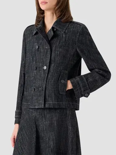 Akris punto Women's Washed Denim Double-Breasted Jacket - Black Denim - Size 16 | Thumbnail 5 Akris punto Women's Washed Denim Double-Breasted Jacket - Black Denim - Size 16 | Thumbnail 5