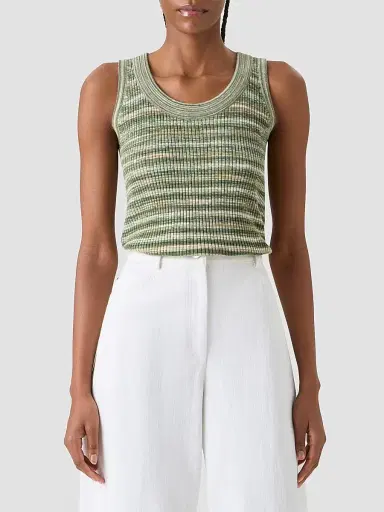 Akris punto Women's Space Dye Wool Tank - Green Multicolor - Size 16 | Thumbnail 4