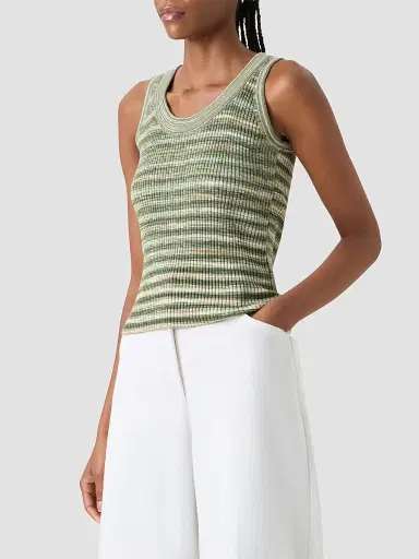 Akris punto Women's Space Dye Wool Tank - Green Multicolor - Size 16 | Thumbnail 6