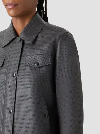 Akris punto Women's Leather Motorbike Jacket - Olive - Size 16 | Thumbnail 5 Akris punto Women's Leather Motorbike Jacket - Olive - Size 16 | Thumbnail 5