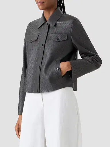 Akris punto Women's Leather Motorbike Jacket - Olive - Size 16 | Thumbnail 6 Akris punto Women's Leather Motorbike Jacket - Olive - Size 16 | Thumbnail 6