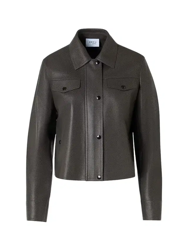 Women's Leather Motorbike Jacket - Olive