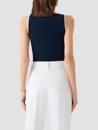 Akris punto Women's Stretch-Wool Rib-Knit Tank - Navy Cream - Size 14 | Thumbnail 3 Akris punto Women's Stretch-Wool Rib-Knit Tank - Navy Cream - Size 14 | Thumbnail 3