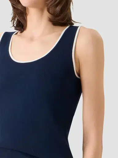 Akris punto Women's Stretch-Wool Rib-Knit Tank - Navy Cream - Size 14 | Thumbnail 5 Akris punto Women's Stretch-Wool Rib-Knit Tank - Navy Cream - Size 14 | Thumbnail 5