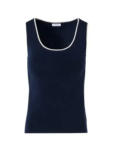 Akris punto Women's Stretch-Wool Rib-Knit Tank - Navy Cream - Size 14 | Thumbnail 1 Akris punto Women's Stretch-Wool Rib-Knit Tank - Navy Cream - Size 14 | Thumbnail 1