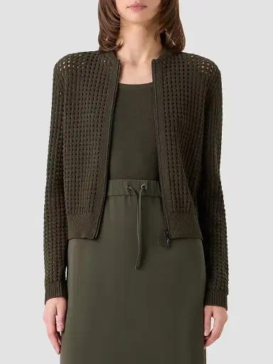Akris punto Women's Net Cotton Bomber Cardigan | Thumbnail 4 Akris punto Women's Net Cotton Bomber Cardigan | Thumbnail 4