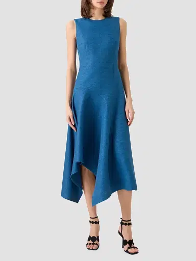 Akris punto Women's Silk Handkerchief-Hem A-Line Dress - Medium Blue Denim - Size 16 | Thumbnail 2 Akris punto Women's Silk Handkerchief-Hem A-Line Dress - Medium Blue Denim - Size 16 | Thumbnail 2