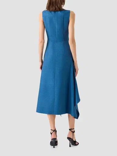 Akris punto Women's Silk Handkerchief-Hem A-Line Dress - Medium Blue Denim - Size 16 | Thumbnail 3 Akris punto Women's Silk Handkerchief-Hem A-Line Dress - Medium Blue Denim - Size 16 | Thumbnail 3