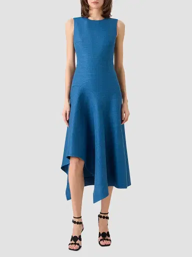 Akris punto Women's Silk Handkerchief-Hem A-Line Dress - Medium Blue Denim - Size 16 | Thumbnail 4 Akris punto Women's Silk Handkerchief-Hem A-Line Dress - Medium Blue Denim - Size 16 | Thumbnail 4