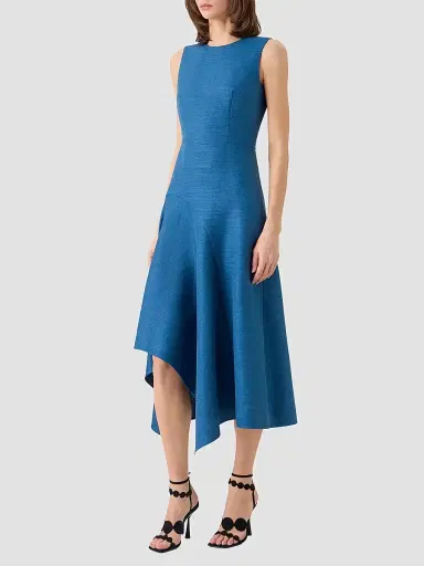 Akris punto Women's Silk Handkerchief-Hem A-Line Dress - Medium Blue Denim - Size 16 | Thumbnail 6 Akris punto Women's Silk Handkerchief-Hem A-Line Dress - Medium Blue Denim - Size 16 | Thumbnail 6